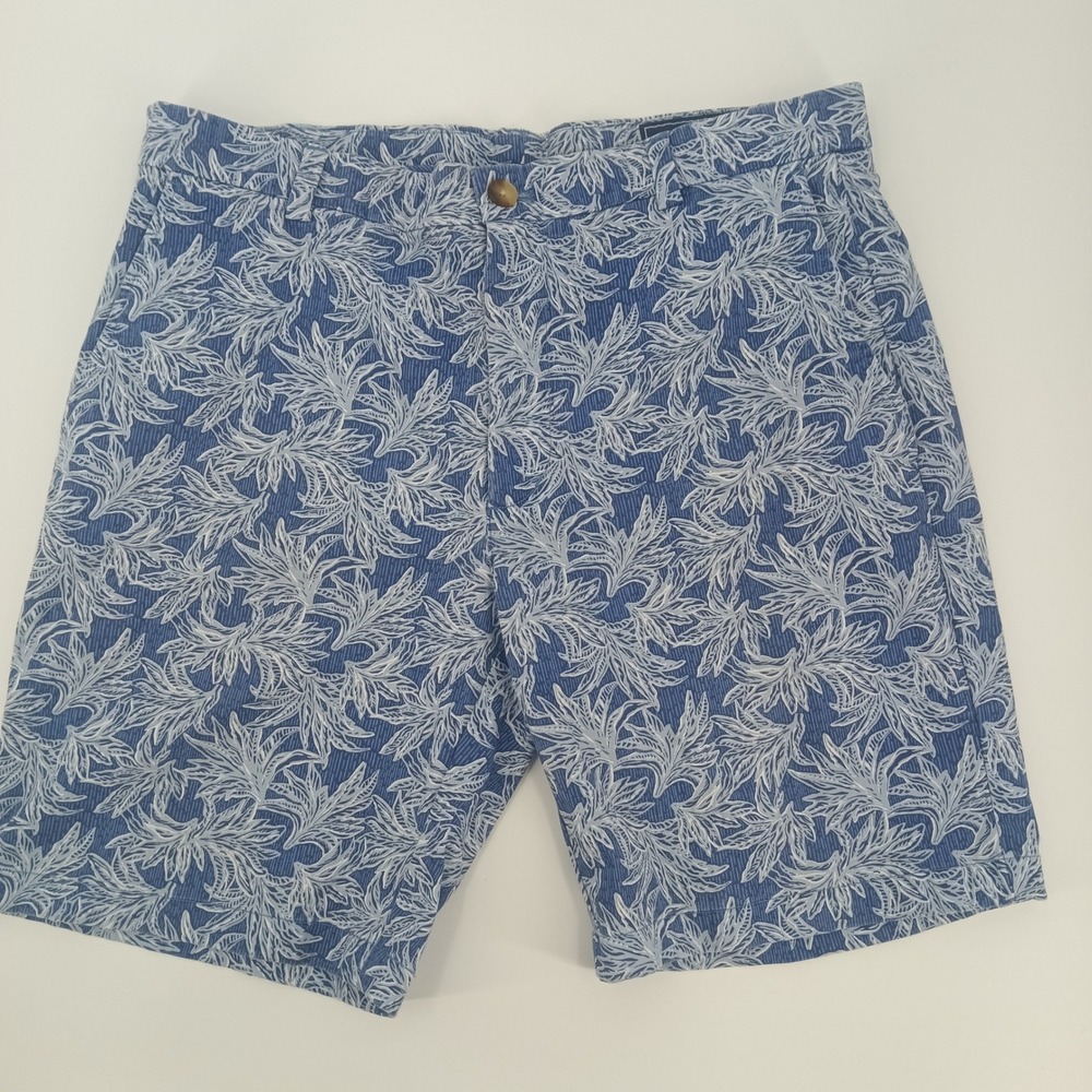 Vineyard Vines Breaker Shorts Mens 34 Blue Palm Leaf Tropical Print 9 Inseam